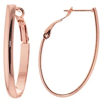 Silver Reflections 24K Rose Gold Over Brass Oval Hoop Earrings