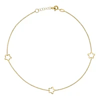 Made in Italy Womens 14K Gold 10 Inch Solid Cable Star Ankle Bracelet