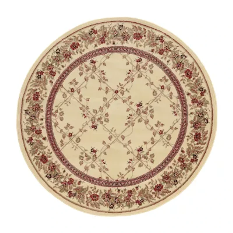 Como Trellis Traditional Oriental Indoor Round Area Rug