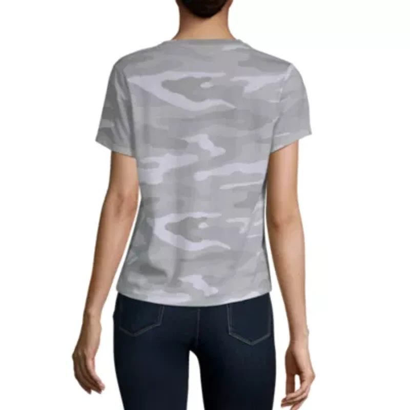 Arizona Womens Crew Neck Short Sleeve Juniors T-Shirt
