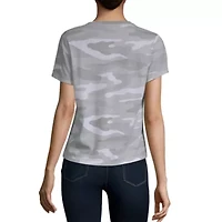 Arizona Womens Crew Neck Short Sleeve Juniors T-Shirt
