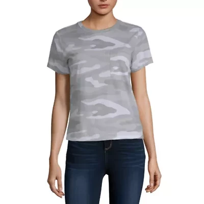 Arizona Womens Crew Neck Short Sleeve Juniors T-Shirt