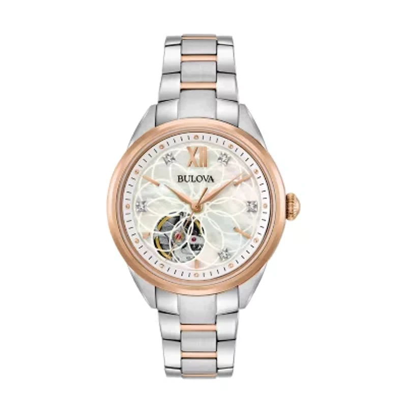 Bulova Sutton Womens Automatic Two Tone Bracelet Watch 98p170
