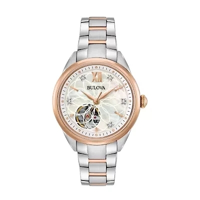 Bulova Sutton Womens Automatic Two Tone Bracelet Watch 98p170
