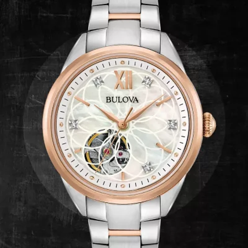 Bulova Sutton Womens Automatic Two Tone Bracelet Watch 98p170