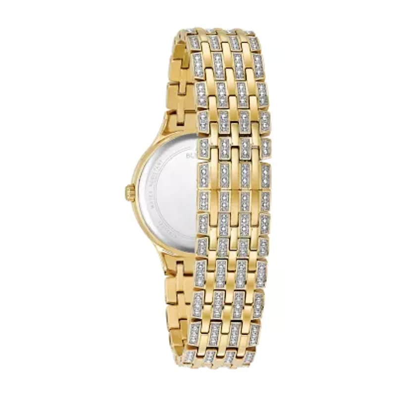 Bulova Phantom Crystal Womens Crystal Accent Gold Tone Stainless Steel Bracelet Watch 98l263