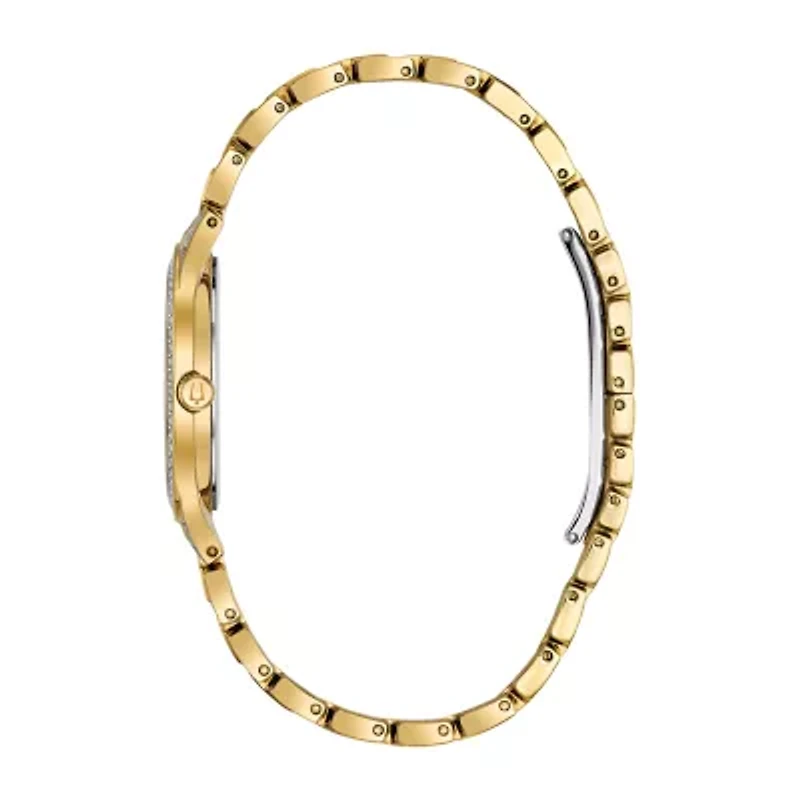 Bulova Phantom Crystal Womens Crystal Accent Gold Tone Stainless Steel Bracelet Watch 98l263