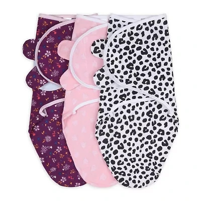The Peanutshell Purple Ditsy 3-pc. Swaddle Blanket