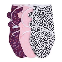 The Peanutshell Purple Ditsy 3-pc. Swaddle Blanket