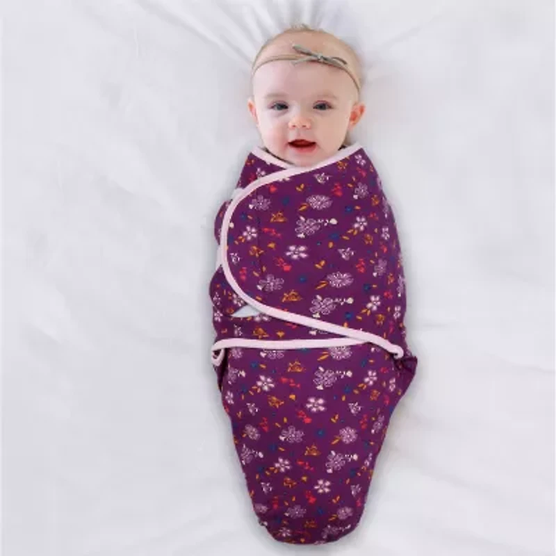 The Peanutshell Purple Ditsy 3-pc. Swaddle Blanket