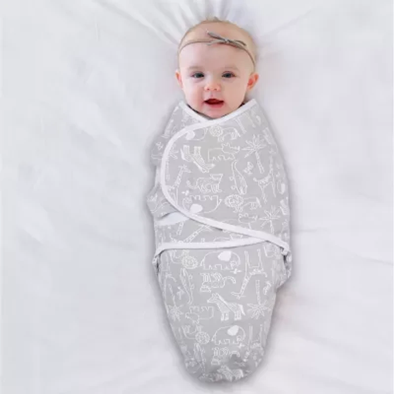 The Peanutshell Grey Safari 3-pc. Swaddle Blanket