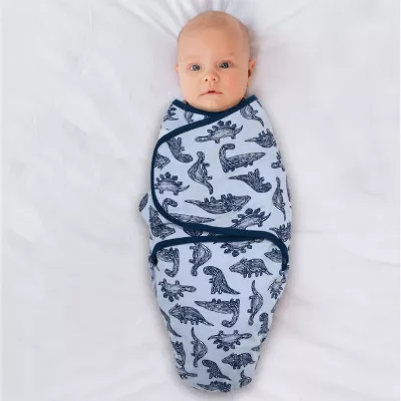 The Peanutshell Blue Dino 3-pc. Swaddle Blanket