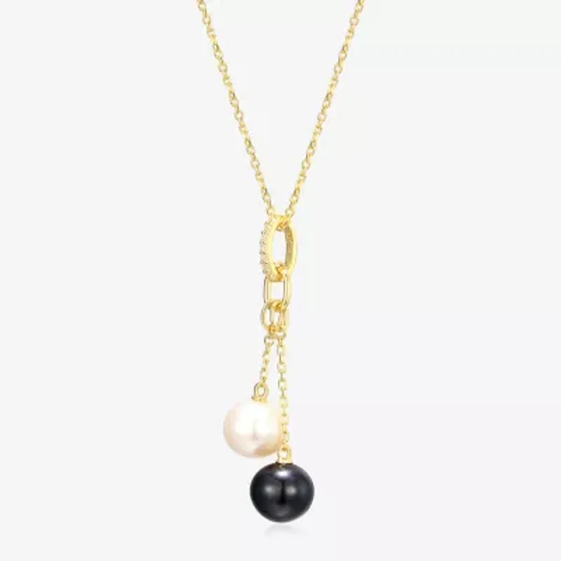 Womens White Cultured Freshwater Pearl 18K Gold Over Silver 18 Inch Pendant Necklace