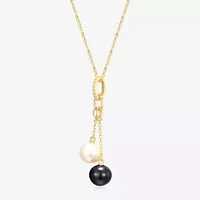 Womens White Cultured Freshwater Pearl 18K Gold Over Silver 18 Inch Pendant Necklace