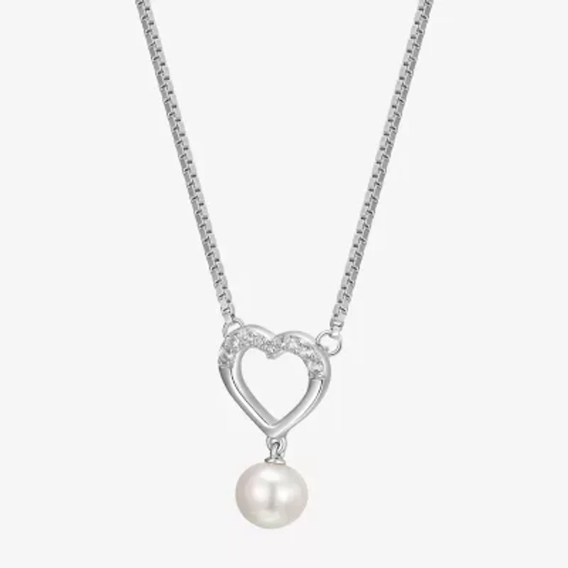 Womens White Cultured Freshwater Pearl Sterling Silver Heart 2-pc. Jewelry Set