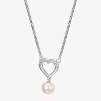 Womens White Cultured Freshwater Pearl Sterling Silver Heart 2-pc. Jewelry Set