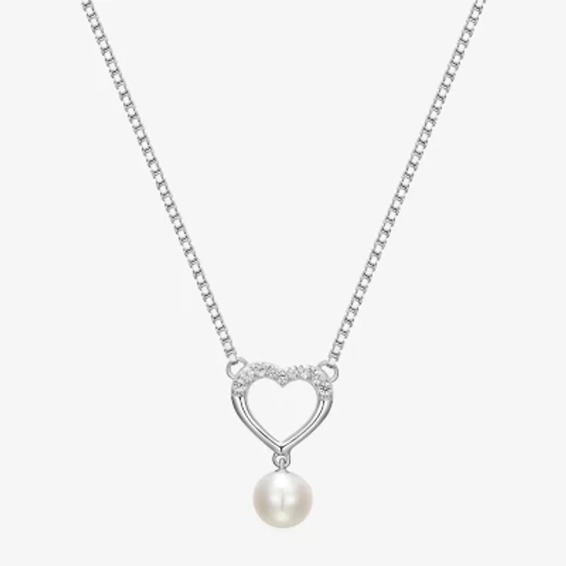 Womens White Cultured Freshwater Pearl Sterling Silver Heart 2-pc. Jewelry Set