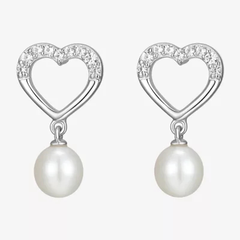 Womens White Cultured Freshwater Pearl Sterling Silver Heart 2-pc. Jewelry Set