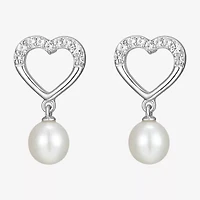Womens White Cultured Freshwater Pearl Sterling Silver Heart 2-pc. Jewelry Set