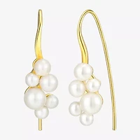 Womens White Cultured Freshwater Pearl 18K Gold Over Silver Drop Earrings