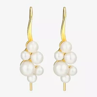 Womens White Cultured Freshwater Pearl 18K Gold Over Silver Drop Earrings