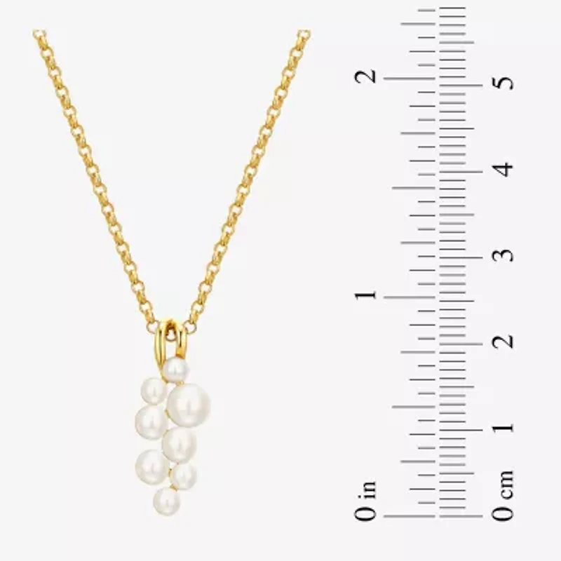 Womens White Cultured Freshwater Pearl 18K Gold Over Silver 18 Inch Pendant Necklace