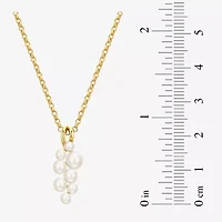 Womens White Cultured Freshwater Pearl 18K Gold Over Silver 18 Inch Pendant Necklace