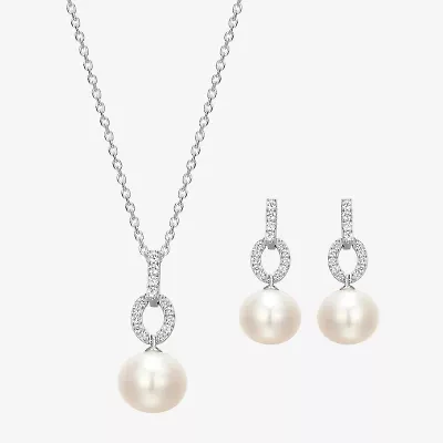 Womens White Cultured Freshwater Pearl Sterling Silver 2-pc. Jewelry Set