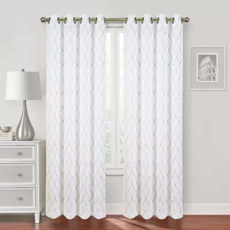 Regal Home Bayview Grommet Top Embroidered Sheer Single Curtain Panel
