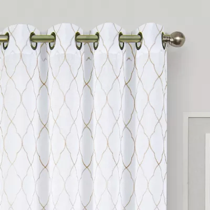 Regal Home Bayview Grommet Top Embroidered Sheer Single Curtain Panel