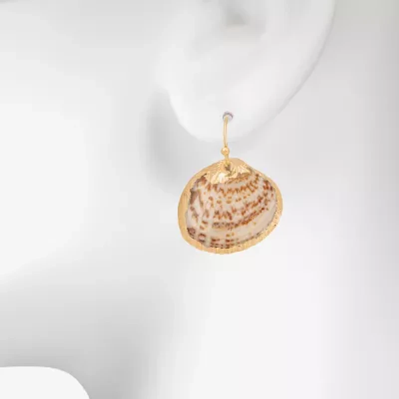 Bijoux Bar Delicates Gold Tone Shell Womens Drop Earrings