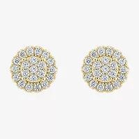 Diamond Blossom (G,Si2) 1 CT. T.W. Lab Grown White Diamond 10K Gold 11mm Round Stud Earrings