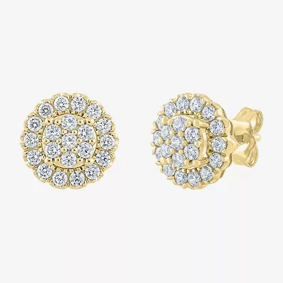 Diamond Blossom (G,Si2) 1 CT. T.W. Lab Grown White Diamond 10K Gold 11mm Round Stud Earrings