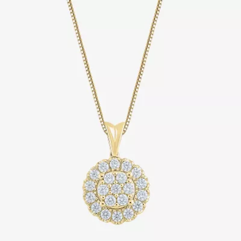 (Si2/G) Womens 1/2 CT. T.W. Lab Grown White Diamond 10K Gold Round 18 Inch Pendant Necklace