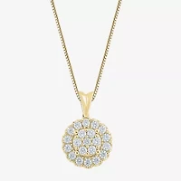 (Si2/G) Womens 1/2 CT. T.W. Lab Grown White Diamond 10K Gold Round 18 Inch Pendant Necklace