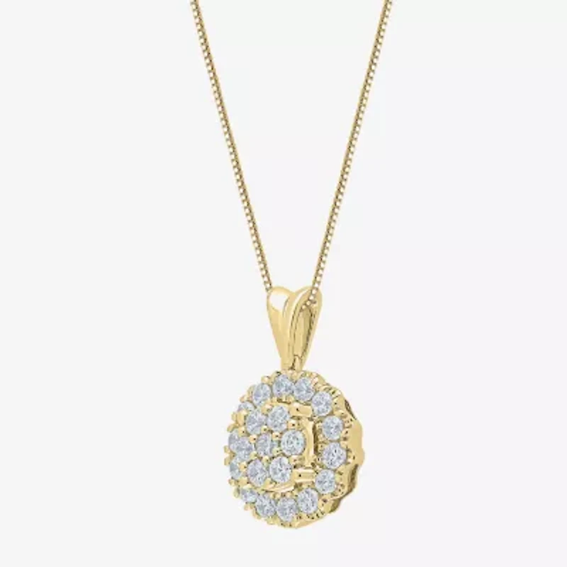 (Si2/G) Womens 1/2 CT. T.W. Lab Grown White Diamond 10K Gold Round 18 Inch Pendant Necklace