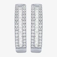 (G/Si2) Womens 1 CT. T.W. Lab Grown White Diamond 10K Gold 23.3mm Hoop Earrings