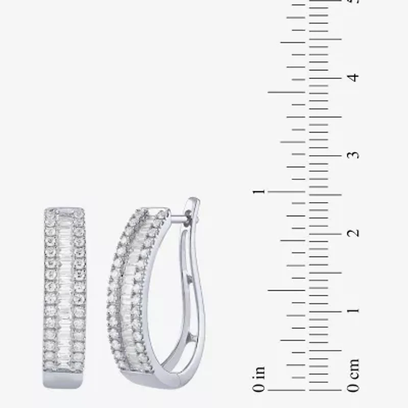 (G/Si2) Womens 1 CT. T.W. Lab Grown White Diamond 10K Gold 23.3mm Hoop Earrings