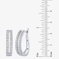 (G/Si2) Womens 1 CT. T.W. Lab Grown White Diamond 10K Gold 23.3mm Hoop Earrings
