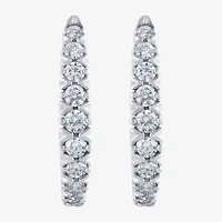 (G/Si2) Womens 1/4 CT. T.W. Lab Grown White Diamond 10K Gold 21.9mm Hoop Earrings