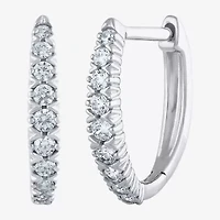 (G/Si2) Womens 1/4 CT. T.W. Lab Grown White Diamond 10K Gold 21.9mm Hoop Earrings