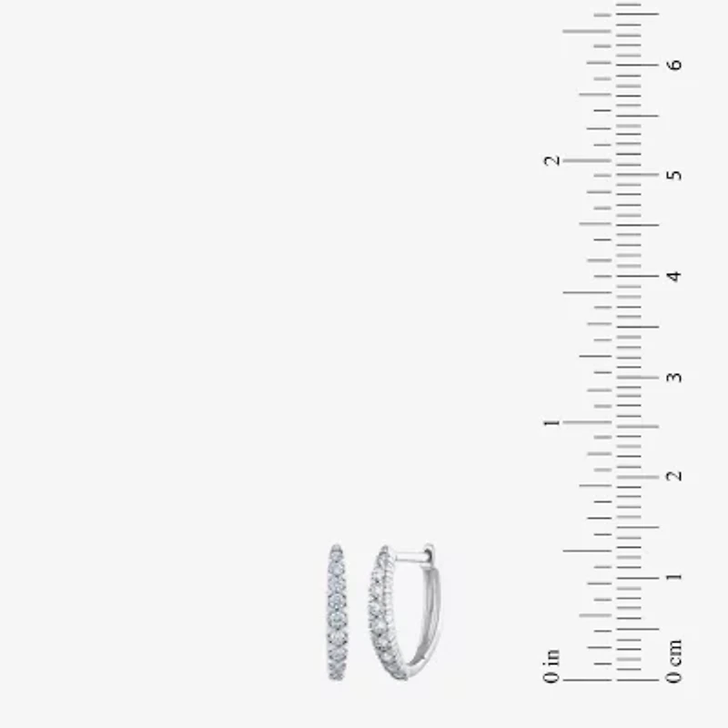 (G/Si2) Womens 1/4 CT. T.W. Lab Grown White Diamond 10K Gold 21.9mm Hoop Earrings