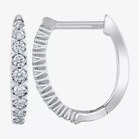 (G/Si2) Womens 1/4 CT. T.W. Lab Grown White Diamond 10K Gold 21.9mm Hoop Earrings