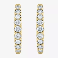 (G-Si2) Womens 1 CT. T.W. Lab Grown White Diamond 10K Gold 21.9mm Hoop Earrings