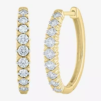 (G-Si2) Womens 1 CT. T.W. Lab Grown White Diamond 10K Gold 21.9mm Hoop Earrings