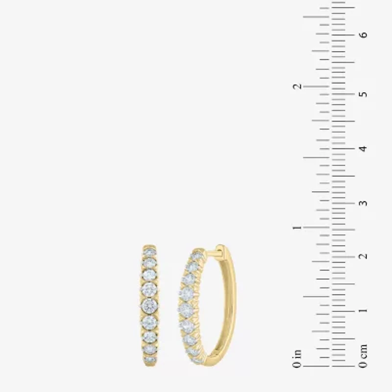 (G-Si2) Womens 1 CT. T.W. Lab Grown White Diamond 10K Gold 21.9mm Hoop Earrings