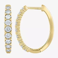 (G-Si2) Womens 1 CT. T.W. Lab Grown White Diamond 10K Gold 21.9mm Hoop Earrings