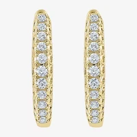 G-Si2) Womens 1/ CT. T.W. Lab Grown White Diamond 10K Gold 18.8mm Hoop Earrings