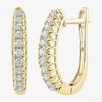 G-Si2) Womens 1/ CT. T.W. Lab Grown White Diamond 10K Gold 18.8mm Hoop Earrings