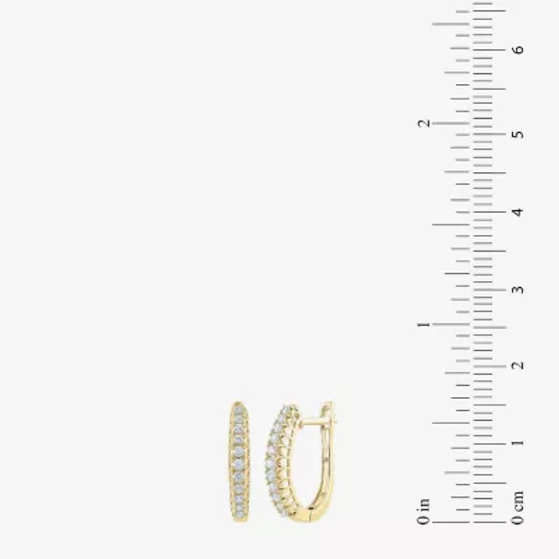 G-Si2) Womens 1/ CT. T.W. Lab Grown White Diamond 10K Gold 18.8mm Hoop Earrings